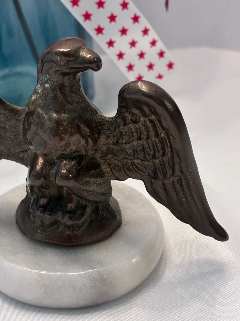 Vintage bronze eagle statue/paper weight on marble base